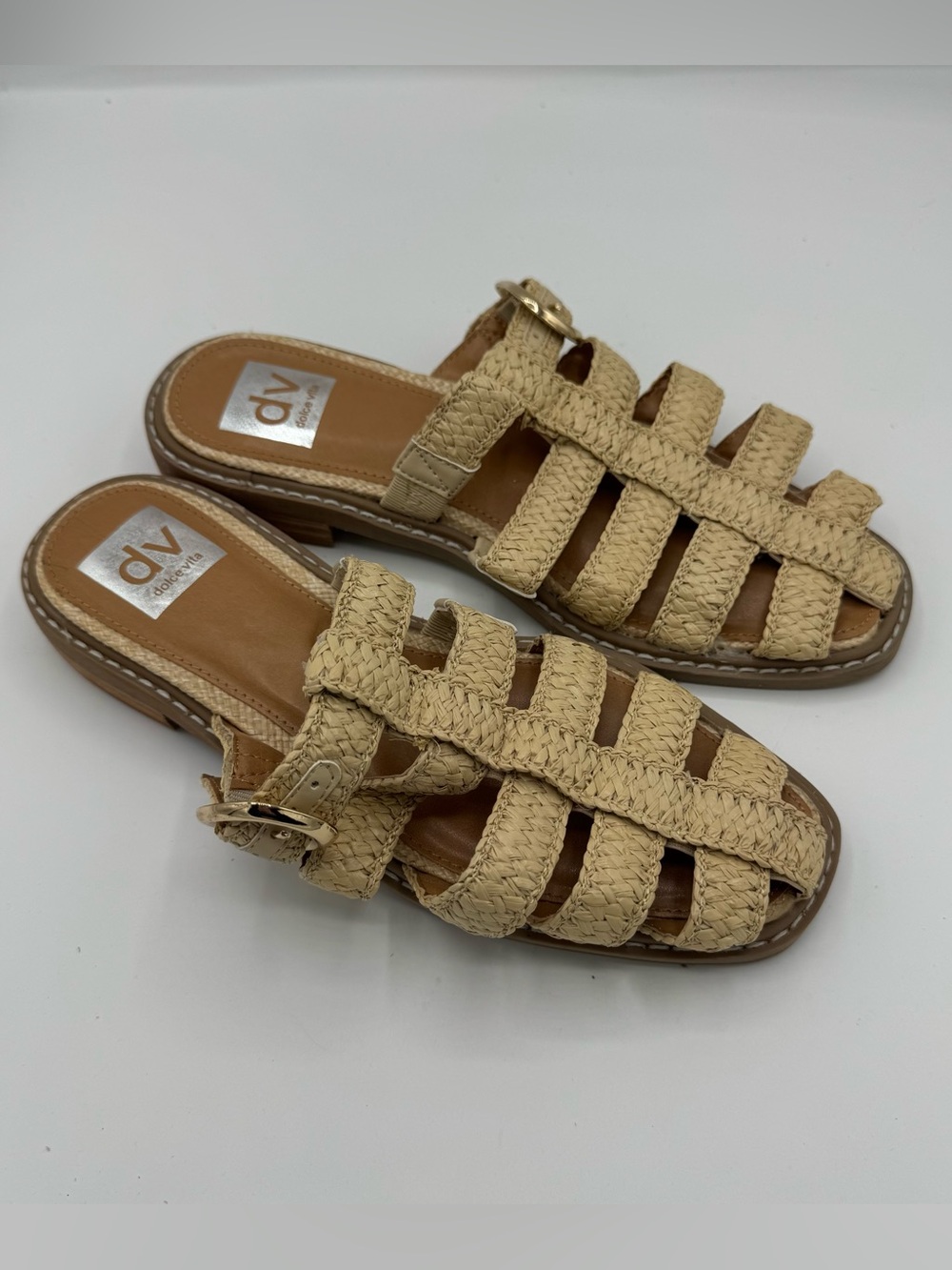Dolce Vita Fyona fisherman Women's Tan Strappy Mules size 6‎ summer coastal